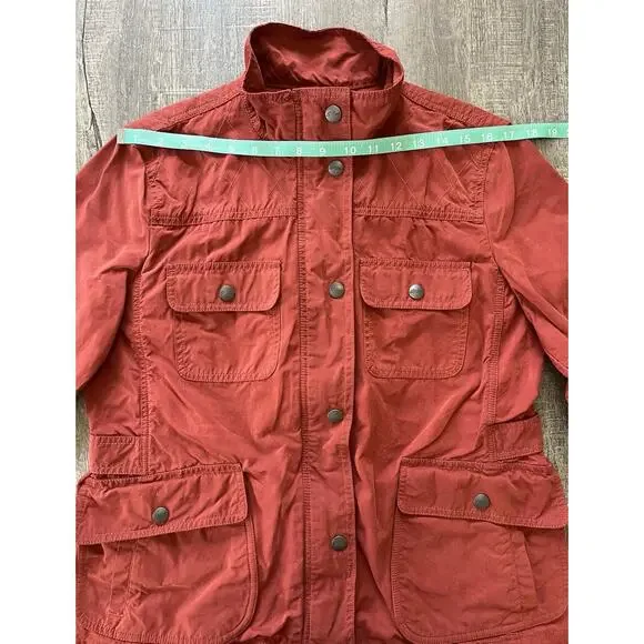 LL Bean Signature Waxed Utility Field Jacket Womens L Rust Red Orange Pockets - Picture 7 of 9